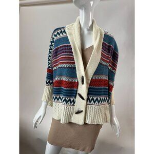 Jon & Anna M Knit Sweater Cardigan Multicolor Acrylic Blend Shawl Collar